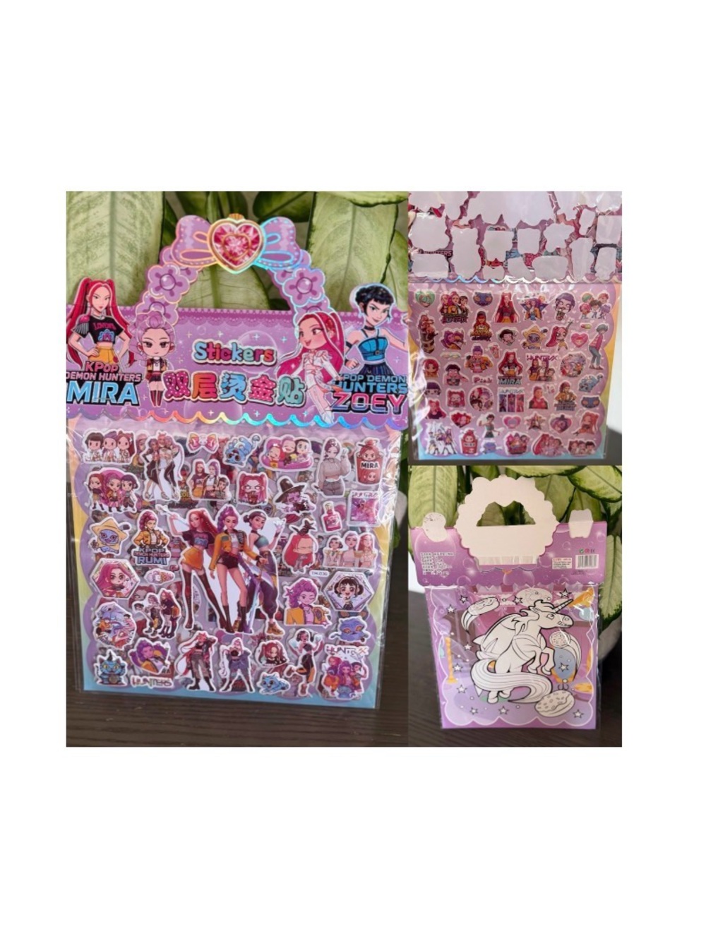Cute Purple KPop Sticker Pack with Characters & coloring pg